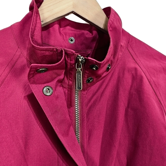 VTG L.L. Bean Long Trench Coat Sz Medium Burgundy Outdoor 80s 90s Nylon Jacket - Picture 11 of 14